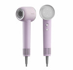 Dreame Hair Glory high-speed hair dryer in lilac purple, front and rear view with magnetic nozzle