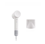 Laifen SE 2 high-speed hair dryer in white with magnetic concentrator nozzle attachment displayed beside it