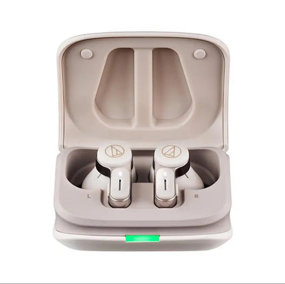 Audio-Technica ATH-TWX7 true wireless earbuds with charging case hero shot
