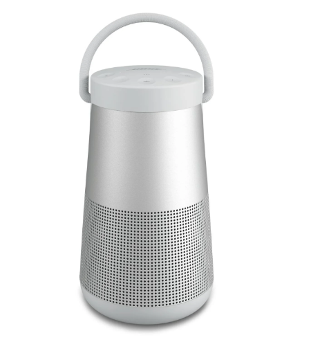 Bose SoundLink Revolve+ II portable Bluetooth speaker in Luxe Silver with fabric carry handle