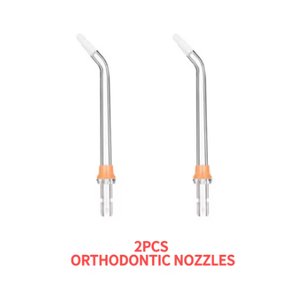 Two Oclean orthodontic Water Flosser nozzles with orange rings