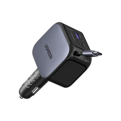 UGREEN 145W Retractable Car Charger Fast Charging, PD 100W, PPS 60W