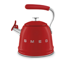 Smeg 50's Retro stovetop whistling kettle in vibrant red with chrome handle and whistling spout