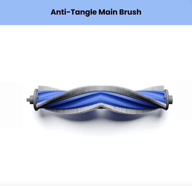 Ecovacs anti-tangle main brush for DEEBOT X5 OMNI with twisted blue and grey bristle roller design