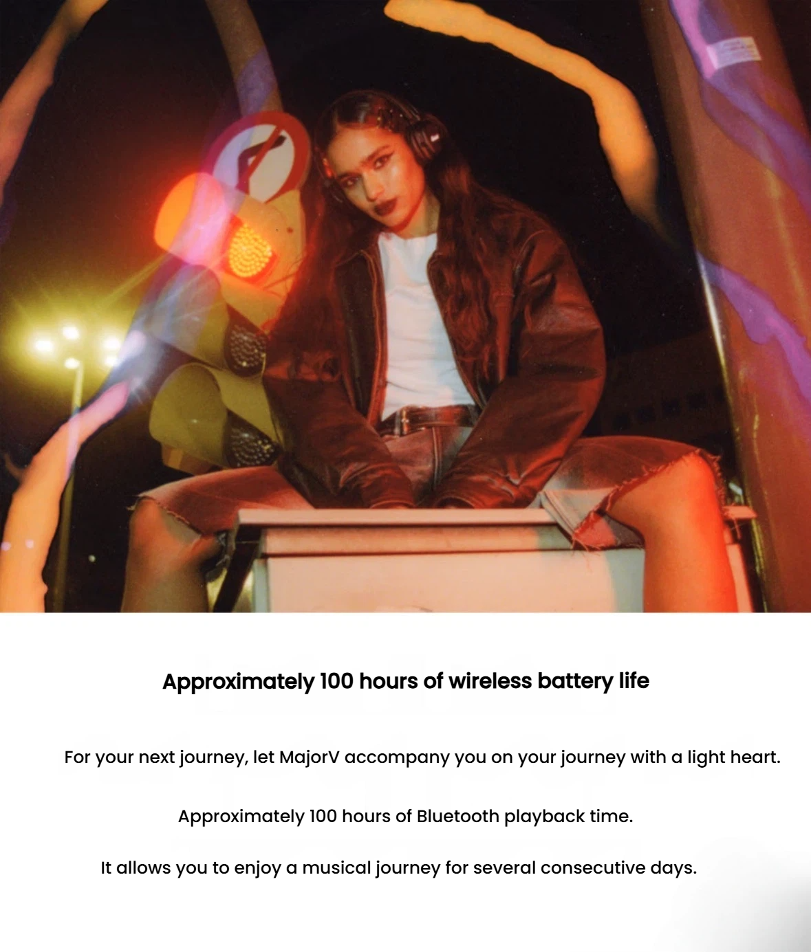 Marshall MAJOR V 100+ hour wireless playback battery life callout