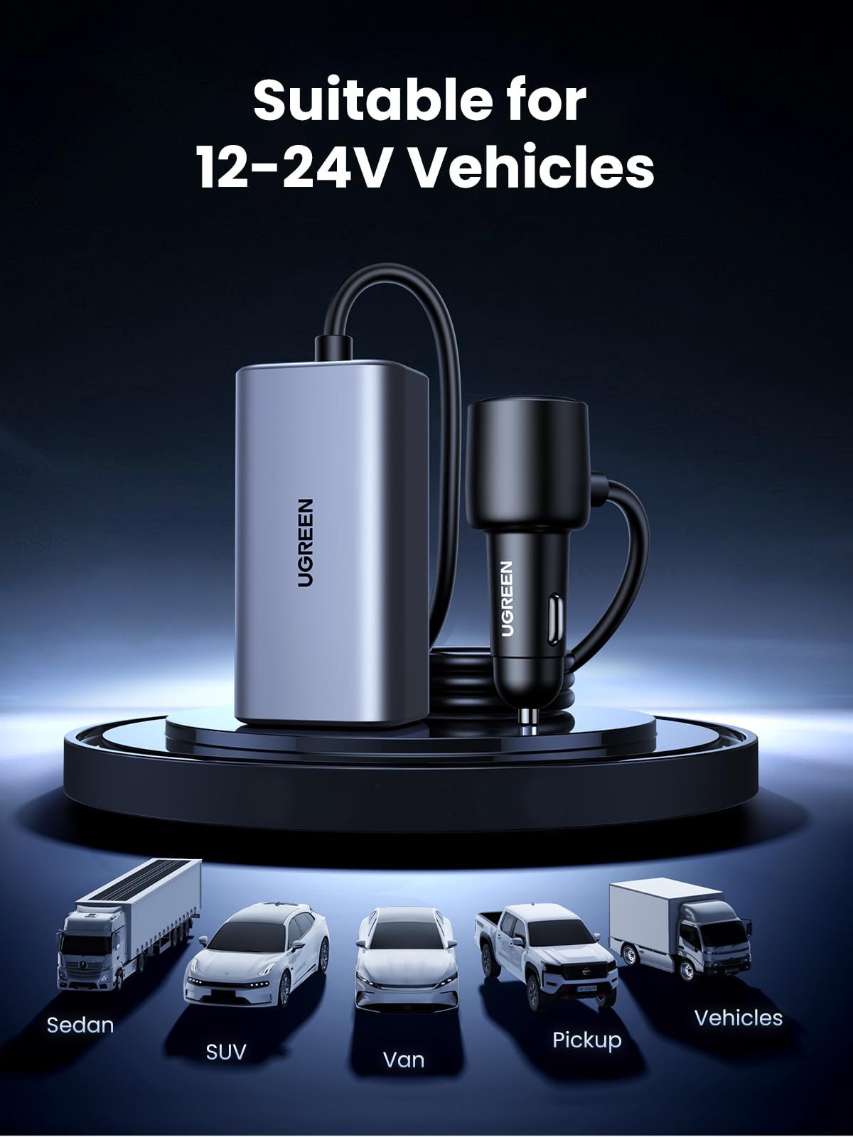 UGREEN 35027 car charger for 12 to 24 volt vehicles