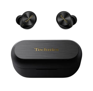 Technics AZ80 premium true wireless ANC earbuds hero shot in black with case