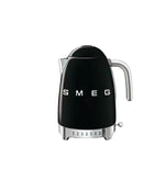 Smeg KLF04 50's Style 1.7L variable temperature kettle in black with chrome handle and temperature dial