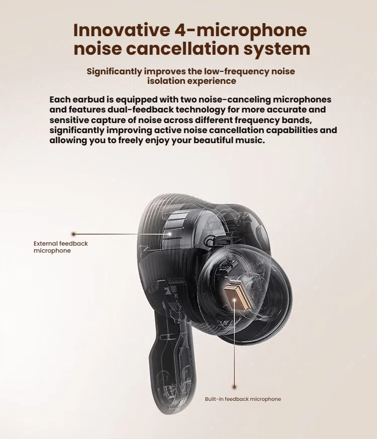JBL Tour Pro 3 earbud detail showing dual-driver hybrid audio architecture