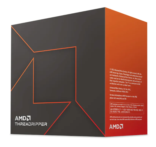 AMD Ryzen Threadripper 7970X sTR5 CPU retail box and processor image