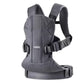 Dark grey BabyBjörn Carrier One Cotton baby carrier front view showcasing durable cotton construction, padded back support, and easy-adjust buckles for parents.
