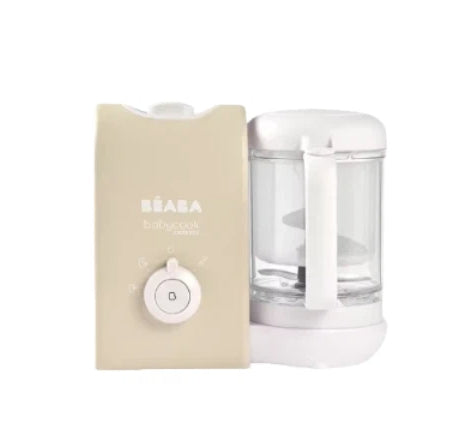 Beaba Babycook Express in beige color, a neutral and elegant choice for any kitchen—compact, quiet, and perfect for preparing nutrient-rich baby food quickly.