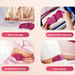 Four lifestyle scenes showing the Beurer EM50 used in various settings: on a desk during work, packed in a suitcase for travel, worn under clothes for body conditioning, and used at home for leisure. Highlights portability and everyday convenience.
