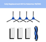 Eufy replacement kit for RoboVac 11S and 35C robot vacuum – includes 4 blue side brushes, 3 white HEPA filters, and 1 blue main brush roller – compatible accessories for Eufy RoboVac 11S/35C models