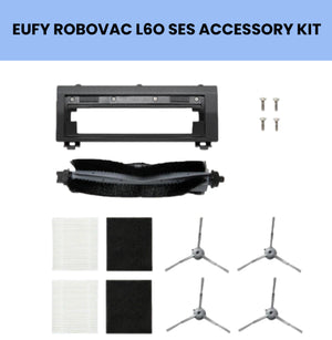 EUFY RoboVac L60 SES Accessory Kit – Includes 1 Anti-Tangle Main Brush, 1 Filter Frame, 2 HEPA Filters, 2 Foam Filters, 4 Side Brushes, and 4 Screws