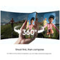 An infographic demonstrating the reframing capability of the Insta360 X4 Air, where a user freely chooses the angle on their phone after capturing a 360 video of a family cycling.