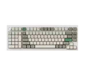 Front view of Keychron Q12 Max full-size mechanical keyboard with white and gray PBT double-shot keycaps, featuring a clean layout, function keys, and ergonomic design for daily use.