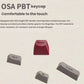 Close-up of Keychron Q1 Max OSA height PBT double-shot injection molded keycaps, including ESC, Tab, Shift, and Spacebar, offering superior texture, durability, and tactile comfort.