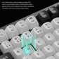 Close-up of Keychron Q5 HE mechanical keyboard highlighting its four-in-one keystroke feature on the W key, showcasing depth sensing and multi-level input detection for precise gaming control.
