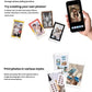 Smartphone screen showing Kodak Docket Plus app interface with editing tools. User customizes a photo with filters, frames, stickers, and collage options before printing 4x6” instant photos.