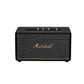 Front view of the Marshall Stanmore III Bluetooth speaker in classic black, showcasing the iconic gold script logo and textured fret grille.