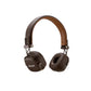 Brown leather variant of Marshall Major IV wireless on-ear headphones, featuring rich texture, vintage-inspired design, and signature Marshall branding on the earcup.