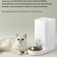 White cat resting beside Petkit Fresh Element Mini automatic feeder — personalized feeding plan supported by PETKIT App to prevent obesity and malnutrition