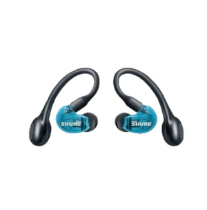 Transparent blue Shure AONIC 215 Gen 2 earbuds with visible internal drivers and premium build — combining style, durability, and superior sound quality.