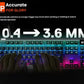 Hands typing on the SteelSeries Apex Pro keyboard highlighting its adjustable actuation feature that automatically shifts from 0.4mm for gaming to 3.6mm for typing, reducing accidental presses during work or chat.