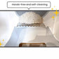 Internal view of UB Pet C20 smart litter box during self-cleaning cycle, showing sifting tray separating waste from clean litter, with sparkles indicating hygienic, hands-free operation
