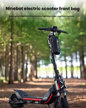 Segway ZT3 Pro front bag mounted on the scooter stem