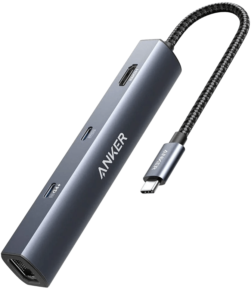 Anker 543 A8365 slim six-in-one USB-C hub in grey