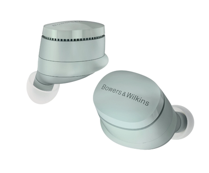 Bowers and Wilkins Pi6 active noise cancelling TWS earbuds hero shot with case