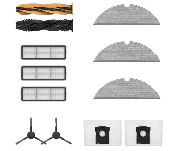Dreame D20 Plus accessory kit with duo-brush filters dust bags and mop pads