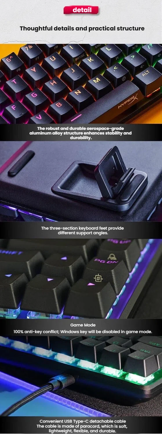 HyperX Alloy Origins 65 mechanical switches close-up