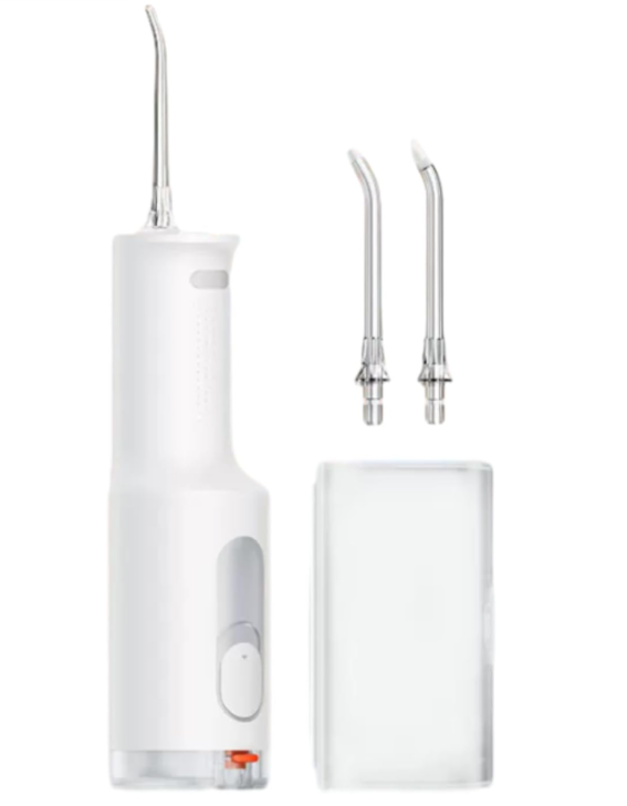Xiaomi MIJIA F300 white cordless water flosser with cleaning nozzles