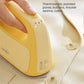 Infographic demonstrating how the Keheal portable iron's thermostatic pointed panel allows you to smooth out the finest details around buttons, trouser seams, and collars.